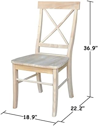 IC International Concepts Set of 2 X-Back Solid Wood Chairs, Unfinished
