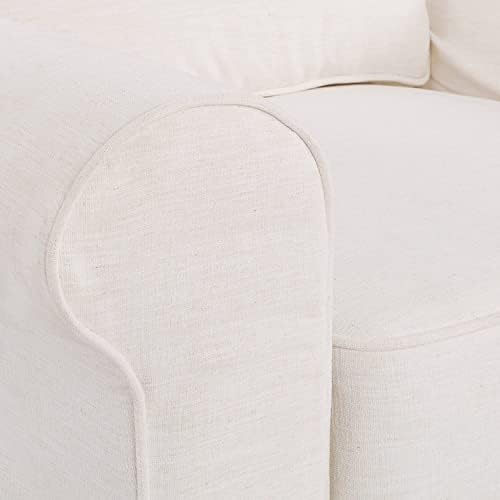 OSP Home Furnishings Ashton Rolled Arm Chair with Slipcover, White