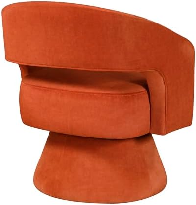 Lexicon Swivel Accent Chair, Modern Velvet Round Barrel Chair, Orange