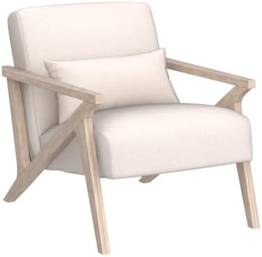 INZOY Mid Century Modern Chair with Wood Frame, Upholstered Armchair with Wai...
