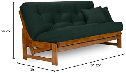 Arden Futon Set - Queen Size, Frame, 8" Mattress, Twill Hunter Green Cover