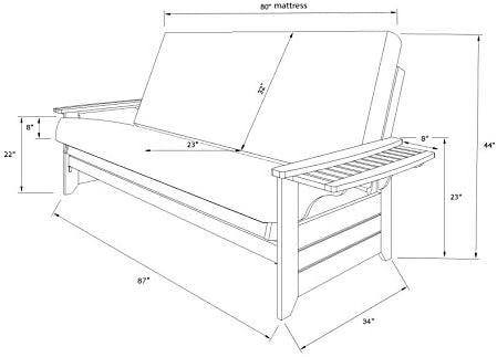 Kodiak Futons Phoenix Futon in Butternut Finish with Storage Drawer, Full, Mo...