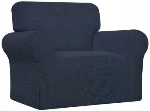 Easy-Going Stretch Chair Slipcover with Arm Washable Dark Blue