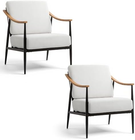 RNKSFX Modern Accent Chairs Set of 2 for Living Room Bedroom Mid Century Arm ...