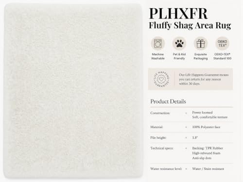 PLHXFR 8x10 Area Rugs Living Room: Fluffy Bedroom Rug Shag Carpet White
