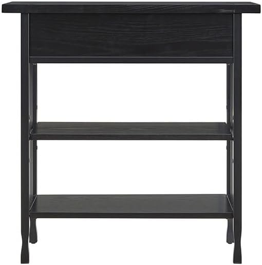 Leick Home Ironcraft Bookshelf, Solid Wood, 1 Drawer, 2 Shelves, Blackened Ha...