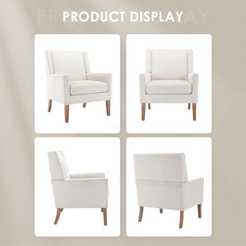 COLAMY Modern Wingback Living Room Chair Set of 2, Upholstered Fabric Accent ...