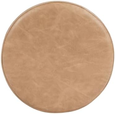 HomePop 17" Organic Shape Ottoman - Sand Faux Leather