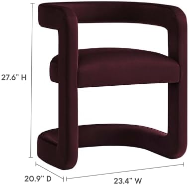 Modway Winslow Stain-Resistant Performance Velvet Dining Chair in Mulberry - ...