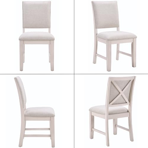 Farmhouse Dining Chairs Set of 2 Upholstered Kitchen Chairs with Cross Back A...