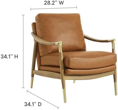 Modway Langford Faux Leather Upholstered Armchair – Mid-Century Modern Armcha...