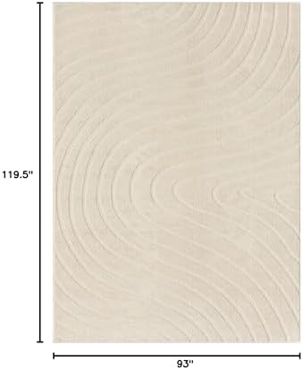 LUXE WEAVERS Modern Geometric Wave Cream 8x10 Area Rug