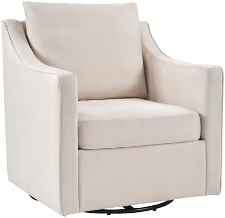 ANJ 360° Swivel Accent Chair, Large Comfy Fabric Reading Chair with Wide Curv...