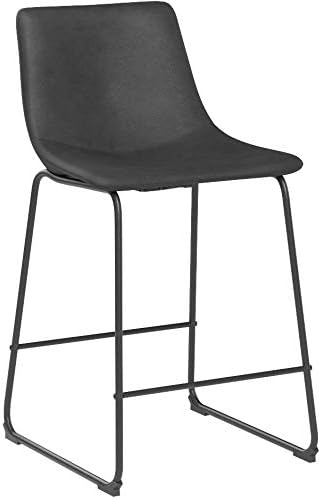 Signature Design by Ashley Counter Height Bar Stool, Set of 2, Black