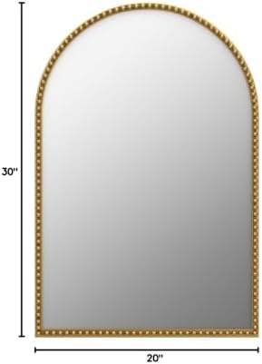 Arched Wall Mirror for Bathroom, 20"x30" Metal Beaded Frame Decorat...