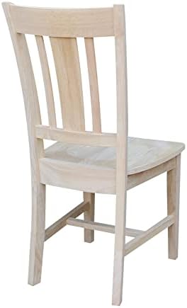IC International Concepts Set of 2 San Remo Solid Wood Chairs, Unfinished