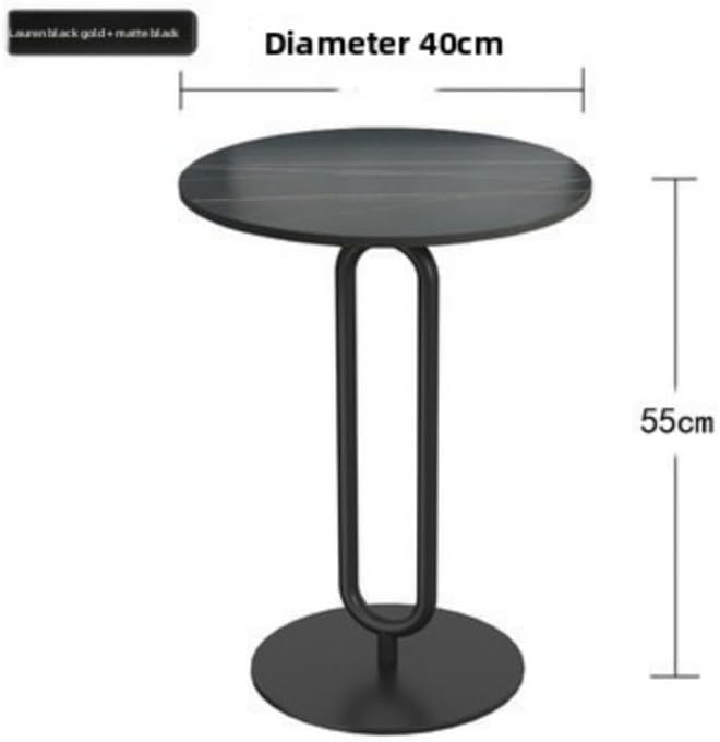 Elegant Round Side Table with Slate Top and Carbon Steel Base - Perfect for L...