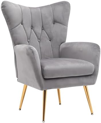 Container Furniture Direct Modern Chic Mid-Century Velvet Accent Armchair for...