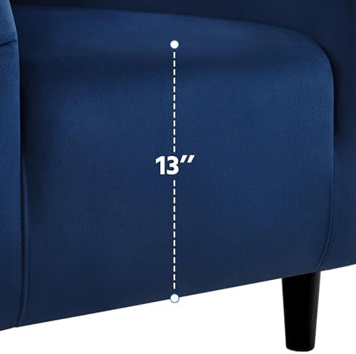 Yaheetech Small 25.5in Wide Velvet Barrel Accent Chair Bedroom, Navy Blue