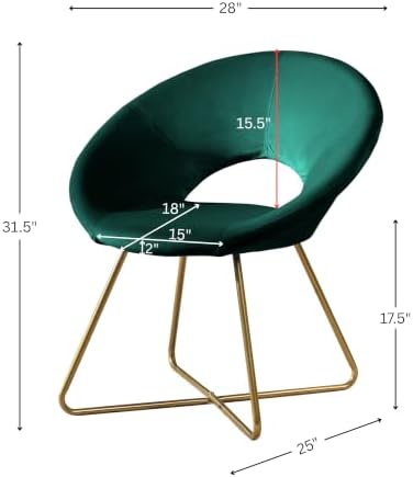 Slatina Green Silky Velvet Upholstered Accent Chair with Gold Tone Finished Base