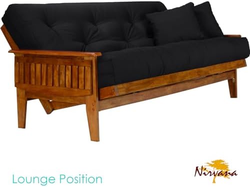 Eastridge Futon Set - Full Size, Frame, 8" Mattress, Twill Black Cover