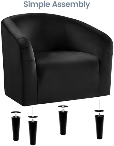 Yaheetech Small 25.5in Wide Velvet Barrel Accent Chair for Bedroom, Black