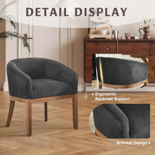 SoarFlash Modern Upholstered Barrel Dining Chairs with Arms, Natural Hardwood...