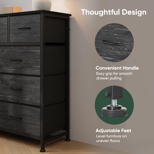 Fabric Dresser for Bedroom with 9 Drawers, Storage Tower