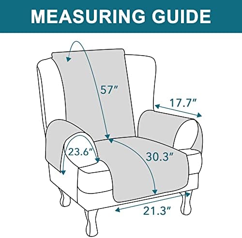 Turquoize 100% Waterproof Wing Chair Cover Wing Armchair Slipcovers, Ivory