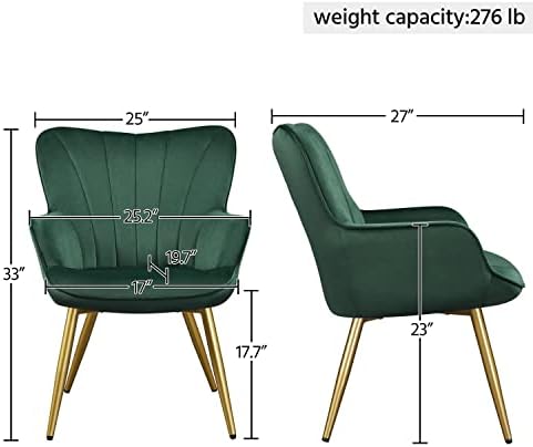 Yaheetech Accent Chair, Upholstered Armchair with Metal Legs, Green