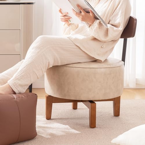 Swivel Accent Chair Living Room Vanity Chair with Back, Sand Gray