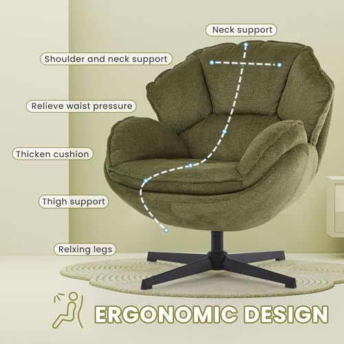 IWMH Swivel Accent Chair for Living Room,Comfy Lounge Chair with Metal Legs