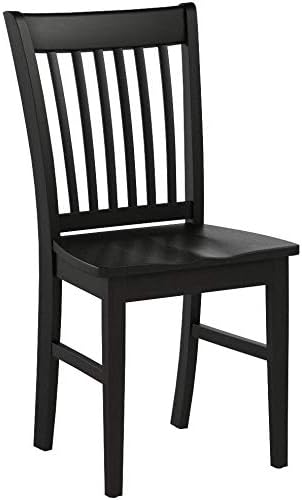 East West Furniture NFC-BLK-W Norfolk Dining Chairs - Slat Back Wood Seat Kit...