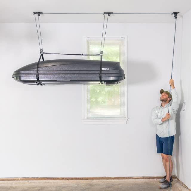 Teal Triangle Ceiling Storage Hoist for Cargo Box - Heavy Duty Garage Storage...