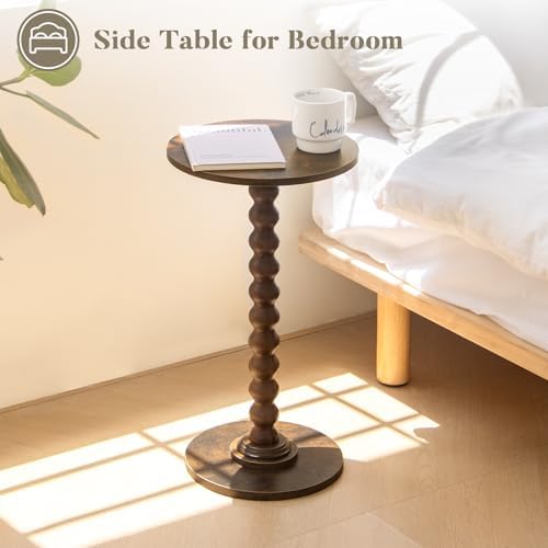 Fultyle Round Side Table, Small Drink Table for Small Spaces, Modern Accent N...