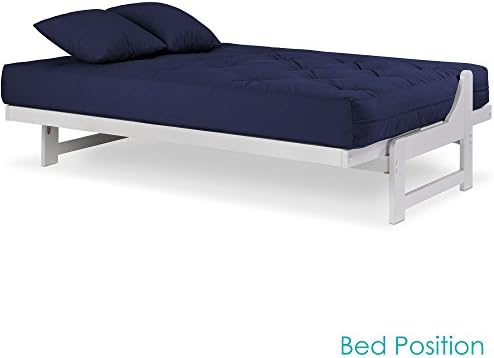 Nirvana Futons Arden White Futon Set Queen Size - Armless Futon Frame with Ma...