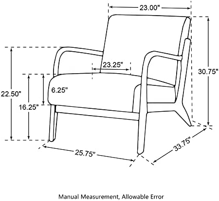 Glitzhome 30" H Mid Century Yellowish Brown Accent Armchair, Single Read...