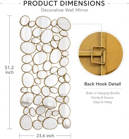 Gold Wall Mirrors Decorative - 51"x23" Large Modern Wall Mirror for...