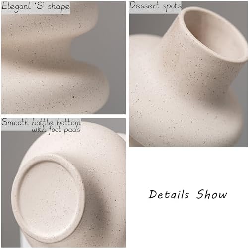 Steviieden Ceramic Vases Set, Boho Home Decor Vase, Off White, Set of 2