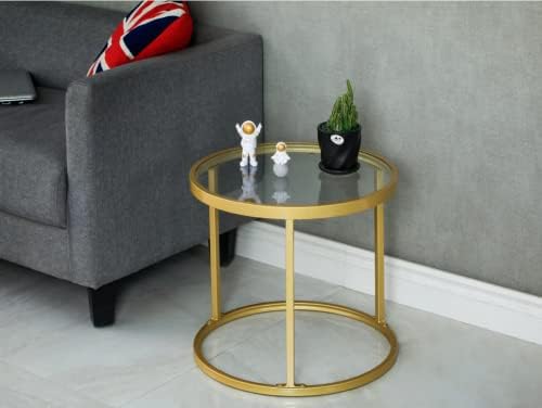 Round Nesting Coffee Table Gold Set of 2 for Living Room, Modern Side Tables ...