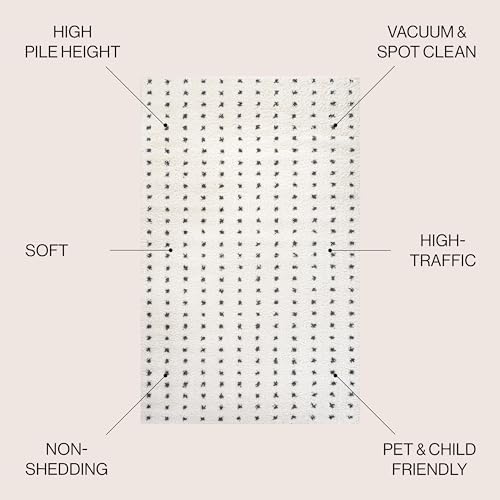 JONATHAN Y Pele Modern Geometric Dot Shag White/Gray Indoor Area Rug, 5x8, Bo...