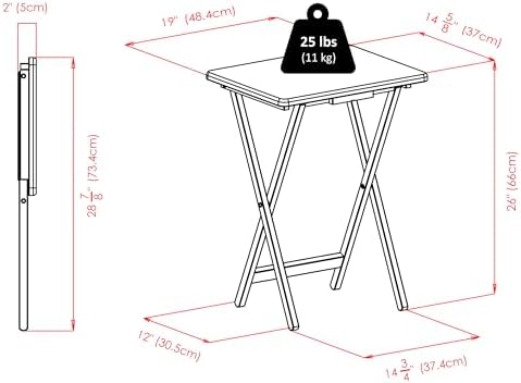 Winsome Alex Set of 2 Foldable Snack Tables, White | Easy to Store Small Port...