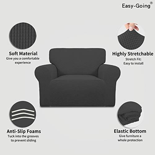 Easy-Going Stretch Oversized Chair Slipcover with Arm Washable Dark Gray