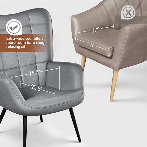 Yaheetech Faux Leather Accent Chair for Living Room Gray