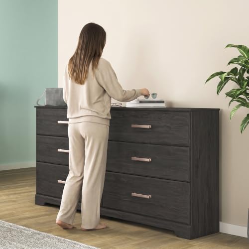 Signature Design by Ashley Belachime 6 Drawer Black Wood Bedroom Dresser