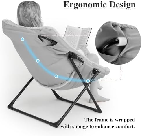 Comfy Saucer Chair for Adults, Soft Faux Fur Bedroom Chair, Accent Dorm Chair...