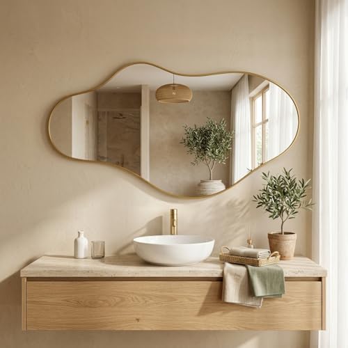 Irregular Wall Mirror 22"x40" Gold Abstract Asymmetrical Mirrors fo...