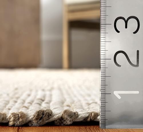 Jute Cotton Area Rug, Hand Woven Farmhouse Carpet for Living Room, Bedroom, D...