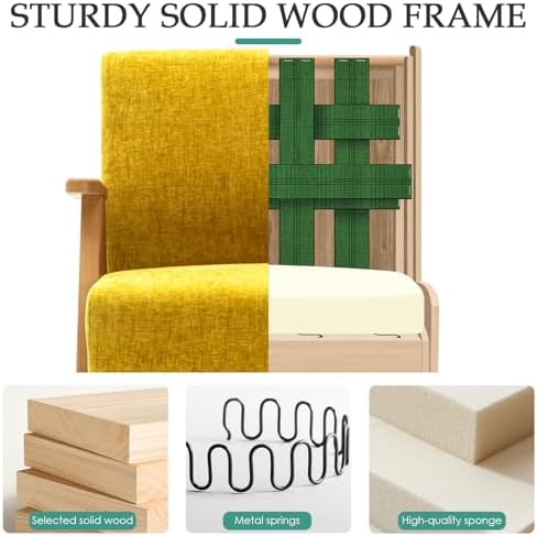 Home Accent Chair Mid Century Modern Accent Chair with Wood Frame, Lounge Uph...