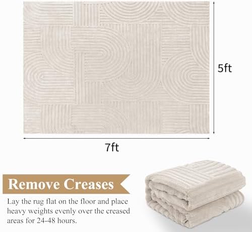 Pauwer 5x7 Area Rugs for Living Room, Modern Non Slip Washable Rug, Beige